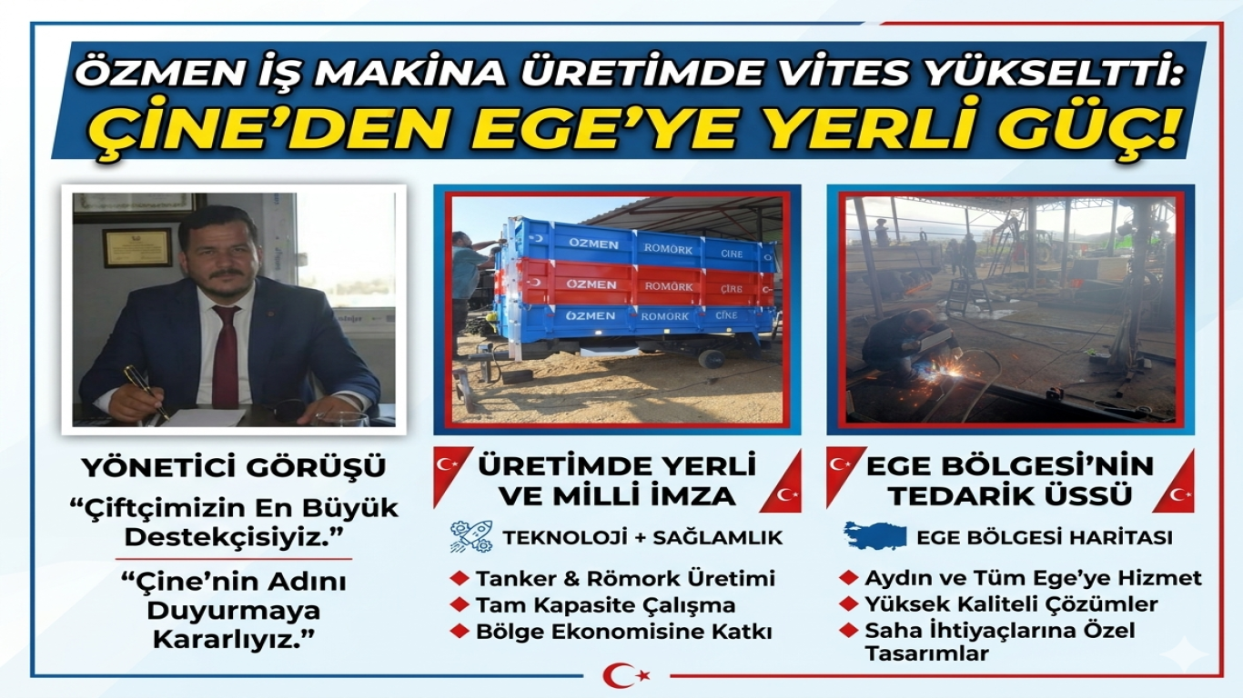 ÇİNE'NİN GURURU EGE'DE TARIMIN YENİ GÜCÜ: ÖZMEN İŞ MAKİNA %100 YERLİ ÜRETİMLE ZİRVEYE OYNUYOR!