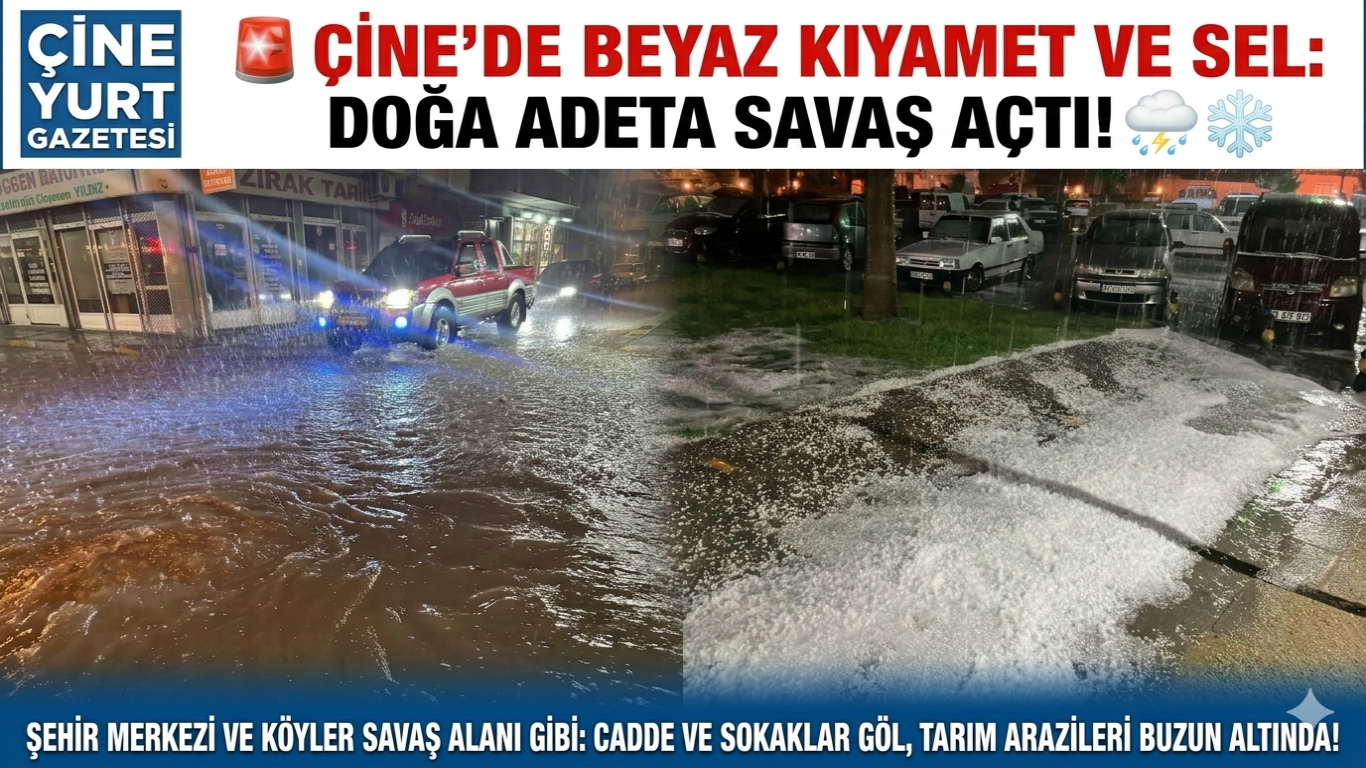 ÇİNE ŞEHİR MERKEZİNDE SEL KABUSU: SOKAKLAR GÖLE DÖNDÜ, TRAFİK FELÇ OLDU!